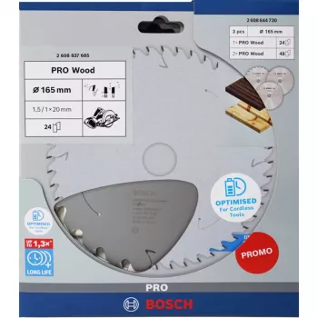 BOSCH POWERTOOLS PRO Brzeszczot do piły tarczowej do drewna 165 mm (zestaw promocyjny 3 szt.)