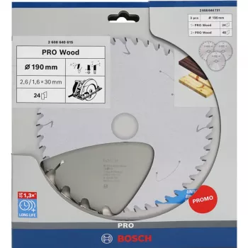 BOSCH Power Tools PRO Brzeszczot do drewna 190 mm (Zestaw promocyjny 3 szt.)