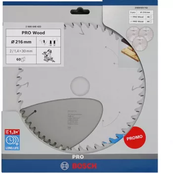 BOSCH POWERTOOLS PRO Tarcza do cięcia drewna 216 mm (zestaw promocyjny 3 szt.)