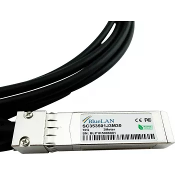 BlueLAN MCP2100-X003A-BL Kompatybilny z Mellanox 10GBASE-CR Pasywny Kabel SFP+ do SFP+ Direct Attach, 3m, AWG30