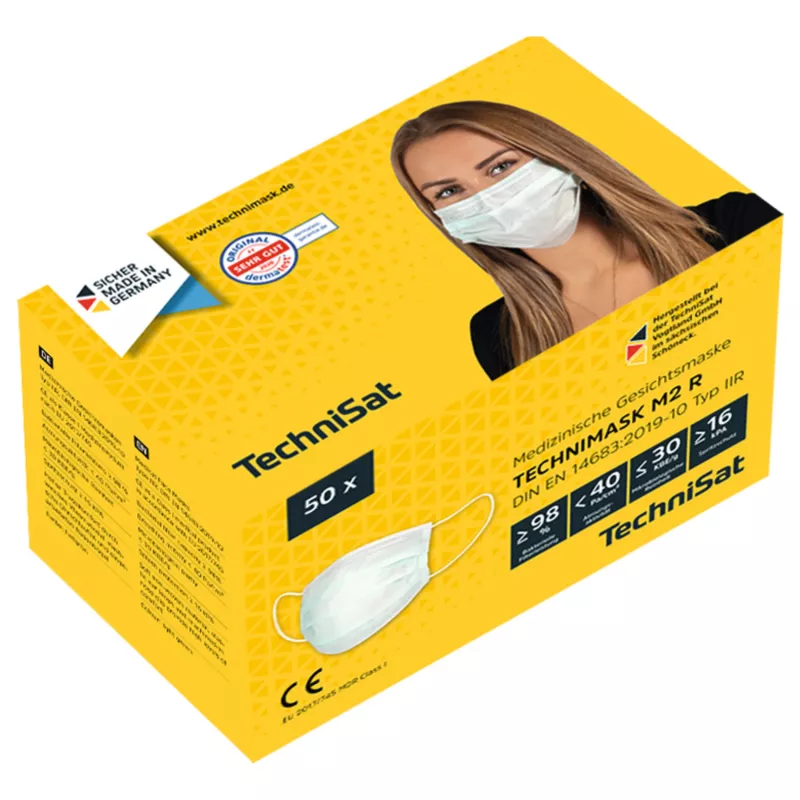 TECHNIMASK M2 R Medical Face Mask Type IIR, 50-Pack, Blue