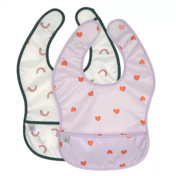 Lassig Zestaw śliniaków wodoodpornych 6m+ Happy Rascals Heart Lavender