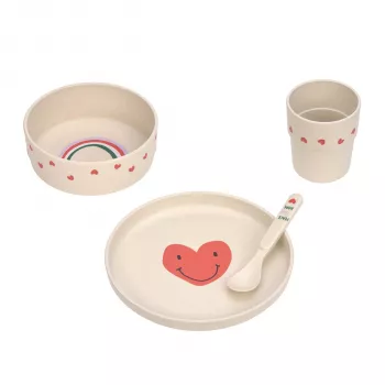 Lassig Happy Rascals Heart Lavender 5-częściowy zestaw naczyń dla dzieci