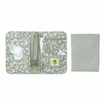 Lässig Green Label saszetka na pieluchy, Leo, 18 x 2,5 x 25,5 cm, z wodoodpornym przewijakiem, poliester z recyklingu, Light Khaki