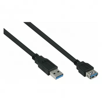 Kabelmeister Alcasa UK30P-ASA-010S Przedłużacz USB 3.2 Gen 1, USB-A Męski do USB-A Żeński, 1 m, Czarny
