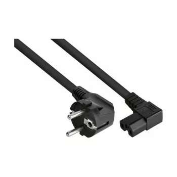 Kabelmeister Power Cable Schuko Type E+F 90° Angled to IEC C15 Right-Angled, 2m, Black