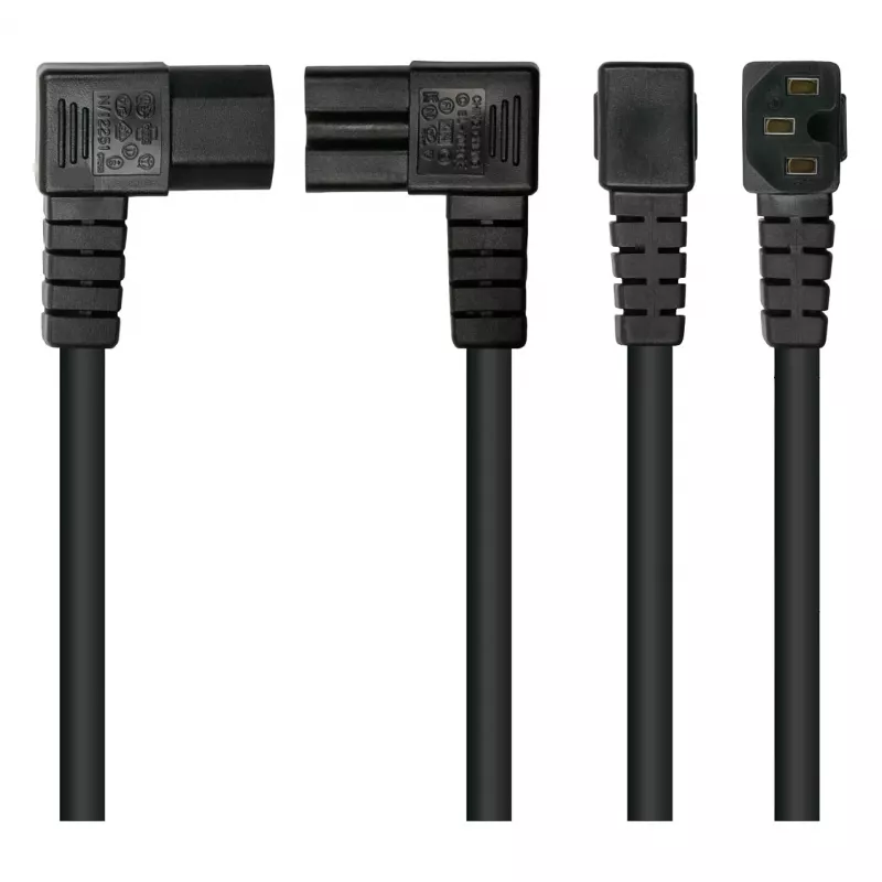 Kabelmeister Power Cable Schuko Plug Type E+F (90° Angled) to IEC C15 Socket (Straight), 1.8m, Black
