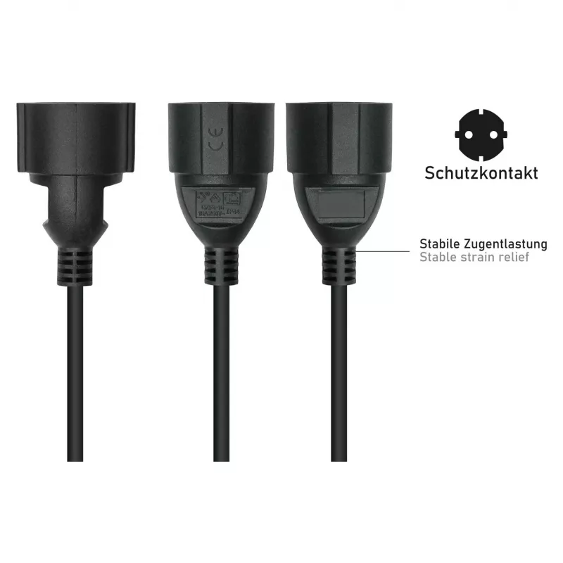 Kabelmeister Power Cord C14 to Schuko Female Black 0.5m