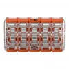 WAGO 221-420 Kompaktowy złącznik rozgałęźny z dźwigniami, 10-przewodowy, 0,2-4 mm², przezroczysta obudowa, pomarańczowa dźwignia, opakowanie 10 szt.
