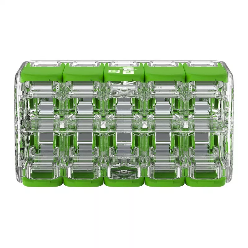 WAGO 221-430 COMPACT 2-Conductor Connector, 0.2-4 mm², 15 szt., Green Range