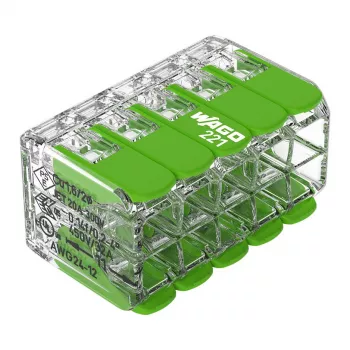 WAGO 221-430 COMPACT 2-Conductor Connector, 0.2-4 mm², 15 szt., Green Range