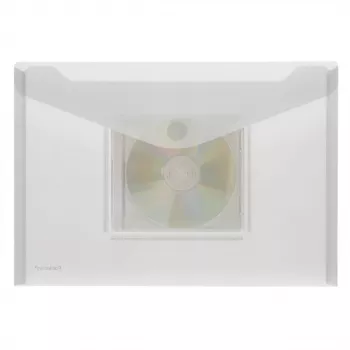 FolderSys A4 Kieszeń do segregatora w układzie poziomym z kieszenią na CD/Jewel Case, przezroczysta, opakowanie 10 szt.