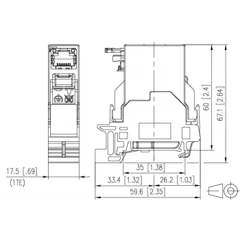 METZ CONNECT RJ45 Keystone Module Cat6A Shielded Grey 1401806113KE