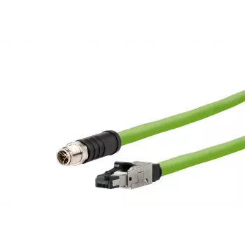 METZ CONNECT Przemysłowy kabel Ethernet M12 X-coded CAT 6a SF/UTP 10 m Zielona powłoka PUR Kompatybilny z łańcuchami przeciągowymi (142M6X18100)