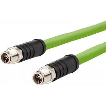 METZ CONNECT M12 X-coded Patch Cable, SF/UTP CAT 6a, 2.0m, Green, Halogen-Free, Drag Chain Compatible