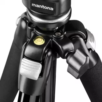 Mantona Scout MAX Set Statyw z poziomym ramieniem, głowicą kulową, odwracalną kolumną środkową, 160 cm, obciążenie 5 kg, do aparatów DSLR i bezlusterkowców, czarny