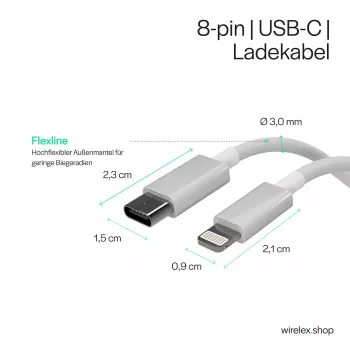 Flexline USB-C do Lightning, PD, Biały, 0,5m (FL31-13050)