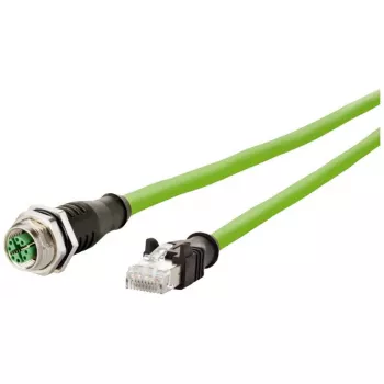 METZ CONNECT Network Cable - 5m Cat6a S/FTP M12 to RJ-45 Green