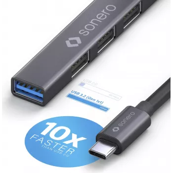 PureLink sonero USB 3.2 Gen1x1 Hub - 4 Port USB-A Męski - 0,50m - Space Grey