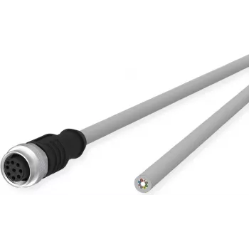 METZ CONNECT Przemysłowy kabel Ethernet - M12 męski do otwartego końca - 1m - nieekranowany - kodowany A - szary (142MKA20010)