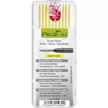 PICA-MARKER Pica DRY Refills Yellow - 10 wkładów, 2,8 mm, rozpuszczalne w wodzie