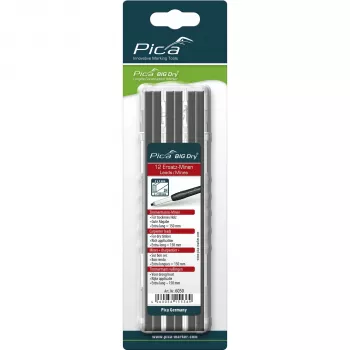 PICA BIG DRY Refills Carpenter 2H - 12 wkładów, prostokątne 2x5mm, 150mm, grafit czarny