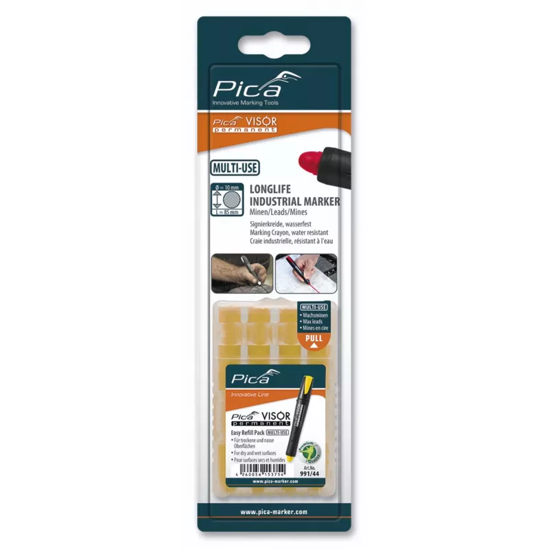 Pica VISOR Permanent Replacement Refills Yellow (10 Pack) - SB