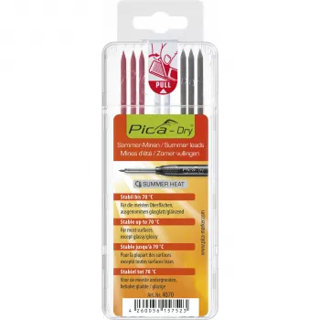 PICA-MARKER Pica DRY Refills SUMMER HEAT - 8 wkładów (grafit, czerwony, żółty) 2,8 mm