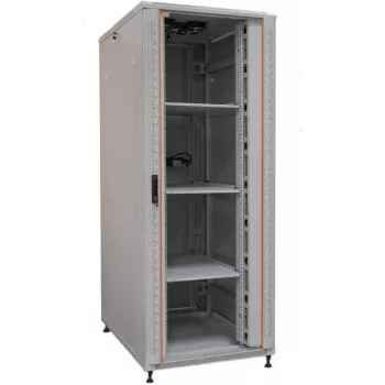 IT-BUDGET 19-Inch Network Cabinet SRK - Complete Set - 42U - 800x800 mm - Safety Glass/Solid Steel Door - 4 Active Fans - PDU - Shelves - Pre-assembled - Light Grey (99ITB19SRK4288GGM)