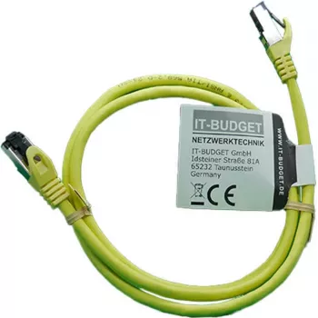 IT-BUDGET Full Copper Premium Patch Cable - Flex AWG 26 - Cat.8.1 - 2000 MHz - Halogen-Free - PoE+ - 40 Gbit - Yellow - 1 m
