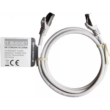 IT-BUDGET Full Copper Premium Patch Cable - Flex AWG 26 - Cat.8.1 - 2000 MHz - Halogen-Free - PoE+ - 40 Gbit - Grey - 1 m