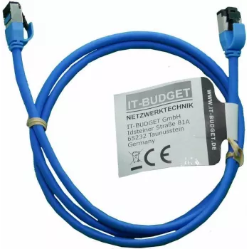 IT-BUDGET Full Copper Premium Patch Cable - Slim AWG 28 - Cat.8.1 - 2000 MHz - Halogen-Free - PoE+ - 40 Gbit - Blue - 1 m