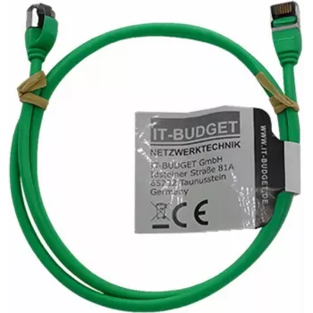 IT-BUDGET Full Copper Premium Patch Cable - Slim AWG 28 - Cat.8.1 - 2000 MHz - Halogen-Free - PoE+ - 40 Gbit - Zielony - 1 m