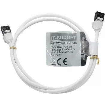 IT-BUDGET Full Copper Premium Patch Cable - Slim AWG 28 - Cat.8.1 - 2000 MHz - Halogen-Free - PoE+ - 40 Gbit - White - 1 m (90ITBSLIM81PK1W)