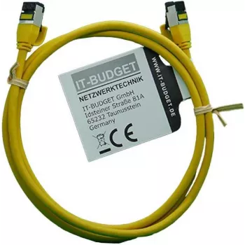 IT-BUDGET Full Copper Premium Patch Cable - Slim AWG 28 - Cat.8.1 - 2000 MHz - Halogen-Free - PoE+ - 40 Gbit - Yellow - 1 m