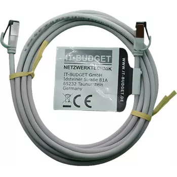 IT-BUDGET Full Copper Premium Patch Cable - Slim AWG 28 - Cat.8.1 - 2000 MHz - Halogen-Free - PoE+ - 40 Gbit - Grey - 3 m