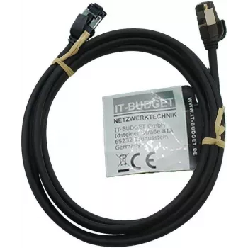 IT-BUDGET Full Copper Premium Patch Cable - Slim AWG 28 - Cat.8.1 - 2000 MHz - Halogen-Free - PoE+ - 40 GBit - Black - 3 m (90ITBSLIM81PK3S)