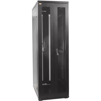 IT-BUDGET 19-Inch Network Cabinet SRK - 38U - 800x800 mm - Perforated Double Doors Front & Rear - Cable Channels - Flatpack - Black