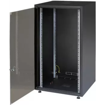IT-BUDGET 19-Inch Network Cabinet SJB - 18U - 600x600 mm - Glass Door - Rear Panel - Black (W-SJB6060-18S-161)