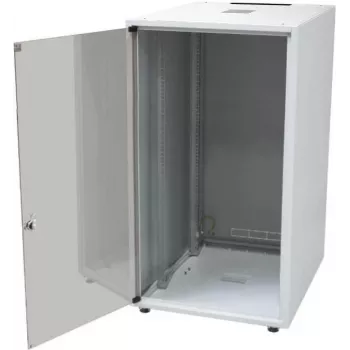 IT-BUDGET 19-Inch Network Cabinet SJB - 18U - 600x600 mm - Glass Door - Rear Panel - Light Grey (W-3987-01-04-011-BBL)