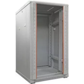 IT-BUDGET 19-Inch Network Cabinet SRK - 27U - 600x600 mm - Tempered Glass/Solid Steel Door - Pre-assembled - Light Grey (RAL 7035) (99ITB19SRK2766GGNM)