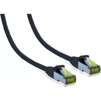 IT-BUDGET Premium Patch Cable Cat.6A z surowym kablem Cat.7 - 600 MHz - LSZH - PoE+ - 10 Gbit - Czarny - 15 m