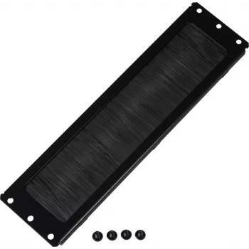 Rockstable Panel przepustowy kabli z uszczelką szczotkową - Panel do zarządzania kablami - Czarny - 276 mm - 73 mm - 10 mm - 180 g (RS19-CEBM)