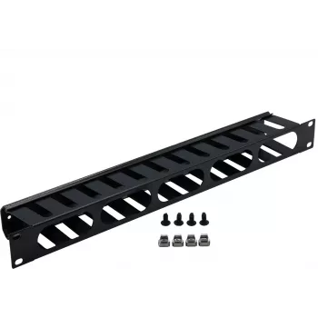 Rockstable 1U 19-calowy panel zarządzania kablami - Czarny - Stal SPCC - 483 mm (RS19-02)