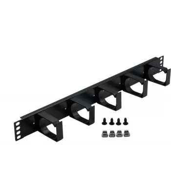 Rockstable 1U 19 inch 5-Port Cable Management Panel - Czarny - 483 mm - 74 mm (RS19-03)