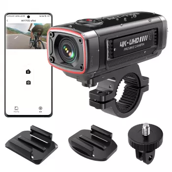 AKEEYO AKY-710S 4K Motocyklowa Kamera Samochodowa Dwukanałowa z GPS, Wi-Fi, Wodoodporna IP67 - Czarny