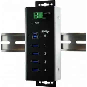 EXSYS EX-1185HMVS-WT Przemysłowy Hub USB 3.2 Gen 1, 4-portowy, do montażu na szynie DIN