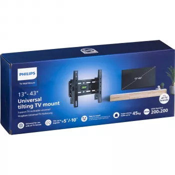 Philips Uniwersalny Pochylany Uchwyt Ścienny do Telewizora 13-43 cali, 45 kg, Czarny