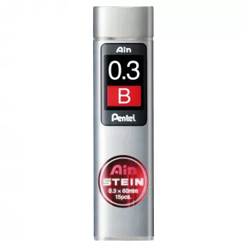 Grafit do ołówków automatycznych Pentel Ain Stein - B - Szary - 0,3 mm - 60 mm - 15 sztuk