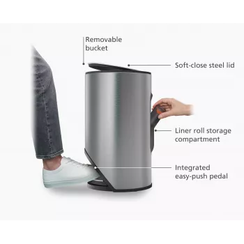 Joseph Joseph Arc 10L Easy-Push Stalowy Kosz na Śmieci z Pedałem
